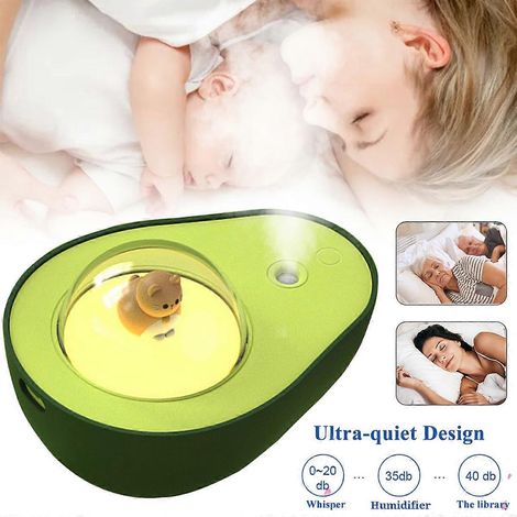 Humidificateur d'air en forme d'avocat, diffuseur d'arômes, veilleuse de bureau mignonne et chaleureuse, lampe de chevet rechargeable par USB, décoration de chambre, cadeau de Noël (1/2)