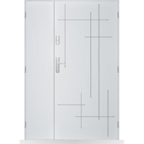 Porte d'entrée double Anselme - 130-140-150x208cm - Couleur: Blanc - Poussant: Gauche - Dimensions: 100x40