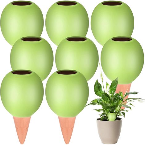 8 Cônes d'argile d'Irrigation Boules d'Arrosage en Terre Cuite Dispositifs d'Arrosage Automatiques en Céramique pour Plante d'Intérieur en Pot Boîte de Balcon Distributeur d'eau (Vert) (1/5)