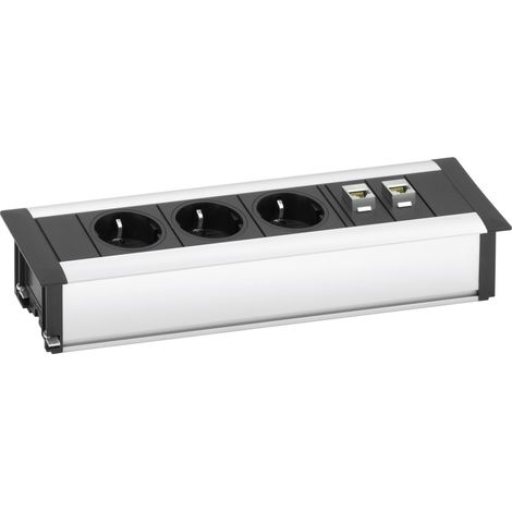 EVOline 159610001000 Steckdosenleiste 3fach Aluminium, Schwarz Schutzkontakt 1 St.