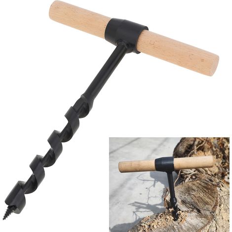 Perceuse à main multifonctionnelle, adaptée au travail du bois, avec tige en bois (19-230 mm), ouvre-trou profond manuel avec foret hélicoïdal.