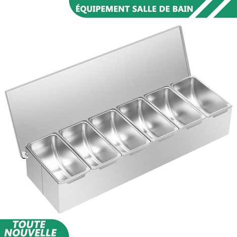 WAOBDLA Boîte d'assaisonnement 6-grilles 304 en acier inoxydable 17.915.913.54in Pour le sel, le poivre, le vinaigre, la sauce de soja (1/5)