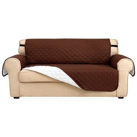 Bardusch - Housses de Canapé 2 Places Impermeable avec Accoudoirs,Réversible Protégé Canapes,Universelle,Antidérapante,Marron (1/4)