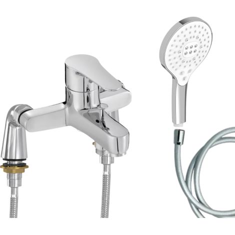 Mitigeur baignoire JACOB DELAFON July + pommeau de douche Metro signature + flexible de douche lisse + colonnettes Idro'Flex (1/4)