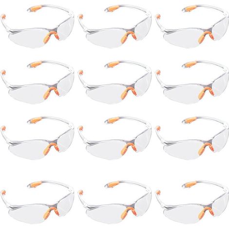 12 Piecès Lunette de Protection Travail, Anti-buée Lunettes de Protection Transparentes, Lunettes de Sécurité avec Verres en Plastique et Branches en Caoutchouc pour Homme, Femme, Enfant (1/5)