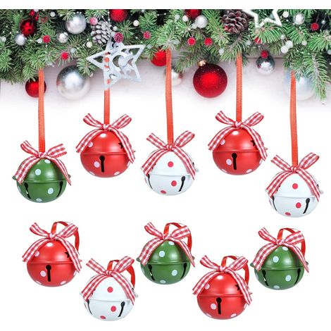 Weihnachts-Glöckchen, 4 cm, 24 Stück, Glöckchen für Weihnachtsbaumdekoration, 3 Farben, mehrfarbige Glöckchen aus Metall, hängende Ornamente für Weihnachten, Hochzeit, Party, Geburtstag (1/4)