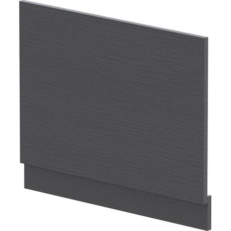 700mm Edge/Power Straight End Bath Panel & Plinth - Textured Woodgrain Graphite Grey