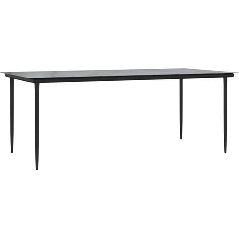 Maison Exclusive - Tavolo Pranzo Giardino Nero200x100x74 Acciaio e Vetro Temperato