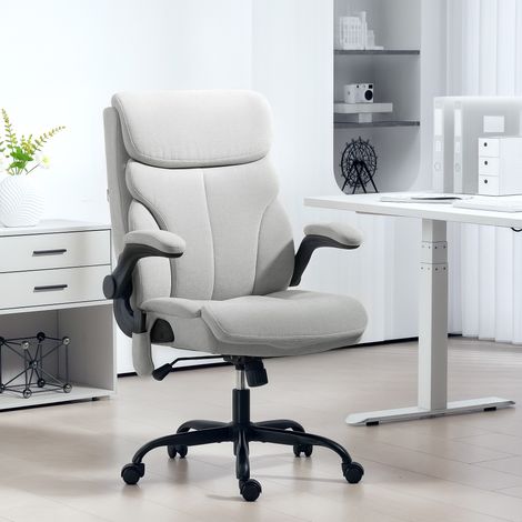 Sedia da ufficio con funzione massaggio, altezza regolabile e braccioli pieghevoli, rivestimento traspirante, 66x67x113-121 cm, grigia.