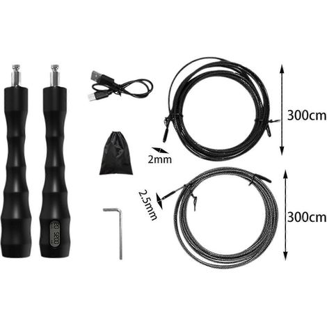 Corde à sauter numérique pour la boxe, longueur ajustable 300 cm, corde à sauter rapide verte Aquaforge (1/3)