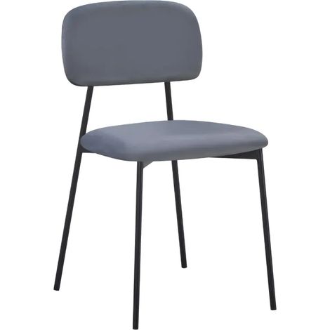 Set 4 Sedie Shen in vellutino grigio e gambe in metallo nero 44x49x78H (1/4)