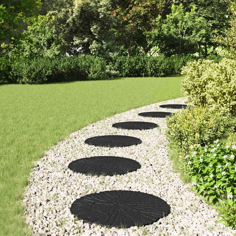 vidaXL Pietra da Passo 6 pcs Nero Ø 45 x 1,8 cm Gomma