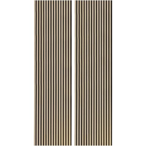 Home Heavenly® - Pack 2 paneles acústicos decorativos, reduce eco y sonido de la habitación. Color: Roble Nordish - Negro, Medida: 240x60 cm
