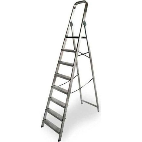 FPLUS escalera aluminio 8 peldaños , Escalera aluminio domestica peso max.150 kg.
Altura escalera abierta 1.82 mtrs. con persona 3.82 mtrs.
Con cinta de seguridad.