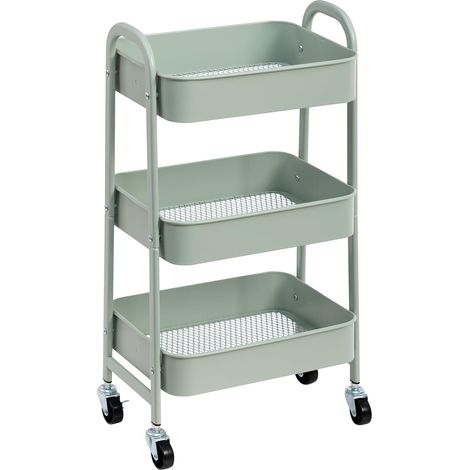 1 Chariot de Rangement Métal 3 Niveaux, Roues Verrouillables, Acier Épais, Pour Cuisine Salle de Bain Bureau (1/5)