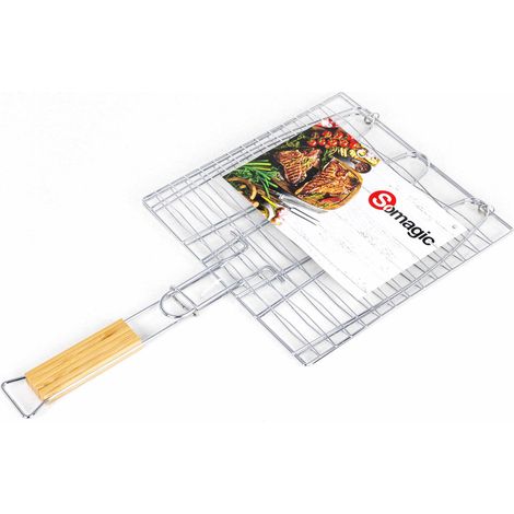 SOMAGIC - Rejilla para pescado rectangular Somagic en acero cromado 28x28 cm