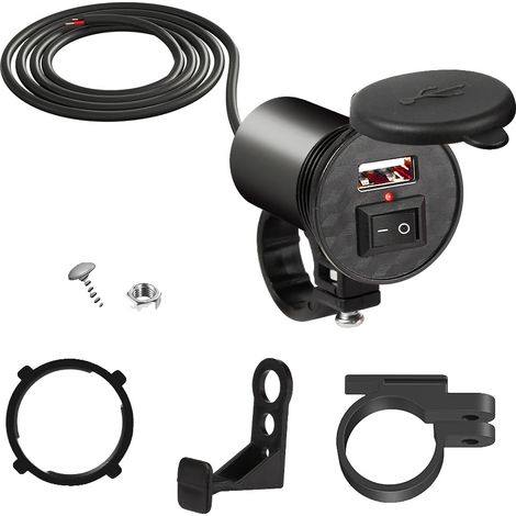 Cargador para motocicleta, diseño impermeable, capacidad de carga rápida, negro. (1/2)