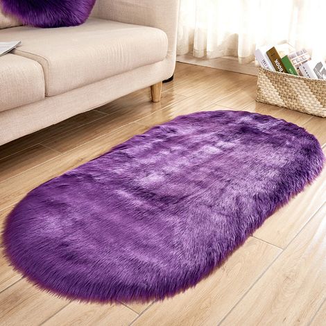 Tapis Peluche Ovale - Hauteur de Poil 4 cm - Anti-dérapant avec Points en Caoutchouc - Pour Chambre d'Enfant Salon Nursery - 1 Pièce (1/5)