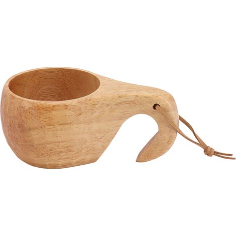 Tasse de Camping en Bois Style Nordique, Mug à Café Poli à la Main avec Anse pour Randonnée et Survie (1/5)