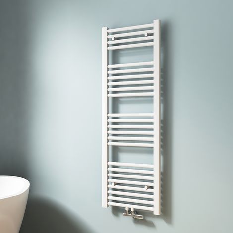 EMKE Sèche-serviette eau chaude, Radiateur sèche-serviettes raccordement central Blanc 120x40cm 427 Watts