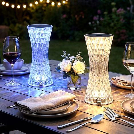 2 lampade da tavolo a LED RGB, lampada da salotto, lampada touch, metallo trasparente, H 19 cm (1/5)