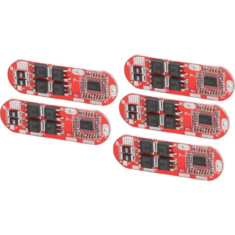 5 Stück Lithium-Batterieschutzplatinen, 3-strängig, für ternäres Laden und Entladen, 3,7 V, 20 A, 1–5S (1/5)