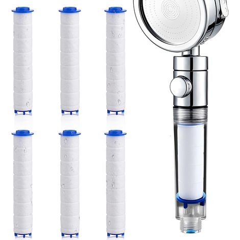 6 Pièces Filtre Pommeau De Douche Filtre Anti Calcaire, 8.3 x 2.3cm Filtres Coton PP pour Pommeau Douche, Remplaçable Coton Filtre Eau PP Cartouche Sédiments (1/5)