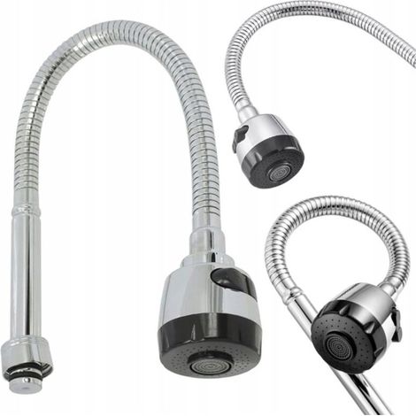 Grifo de cocina con caño flexible y extraíble, acabado cromado ecológico, doble función 3/4.