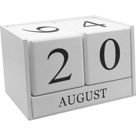 Calendrier perpétuel en bois pour bureau et maison, bloc calendrier avec affichage des dates et mois, dimensions 15,5 x 9,9 x 7,4 cm (1/5)