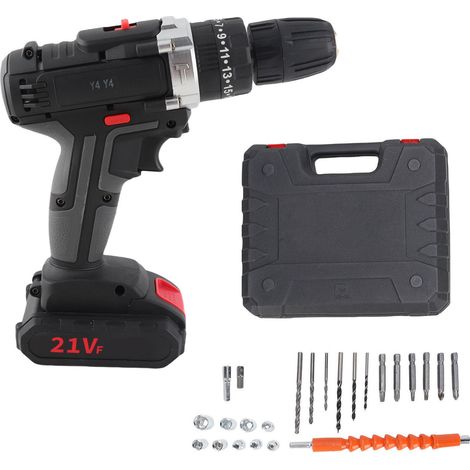 Cordless Drill Set 350W 1450RPM 5400BPM 25 Torsion Gears 21V Battery Powered Power Drill Driver Tool Box EU Plug