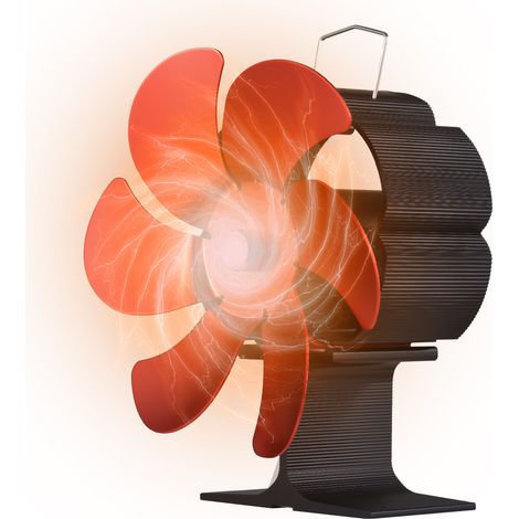 Ortviai Ventilateur thermique pour poêle à bois 6 pales, diamètre 15,2 cm, protection anti-surchauffe, rouge (1/4)