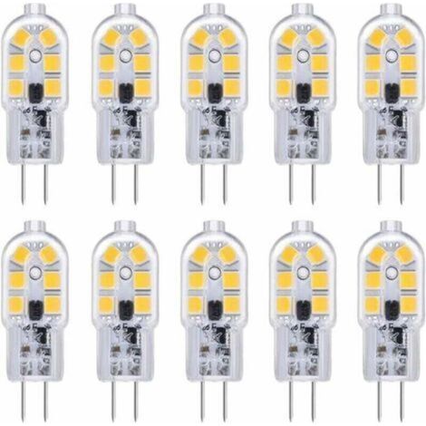 Lot de 10 ampoules LED G4 12 V 2 W Blanc froid 6000 K 200 lm Couvercle de cuisine pour camping-car Non dimmable