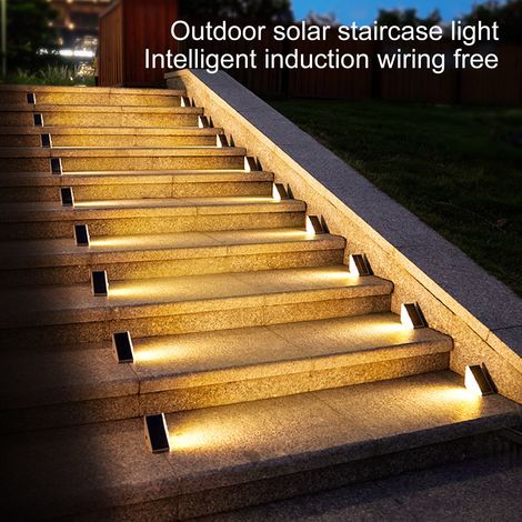 Solar Step Light - 1200mAh Rechargeable Battery - IP68 Waterproof - For Outdoor Stairs Deck Patio Garden - 1 Piece (1/5)