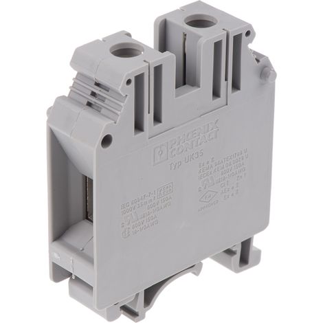 Bloc de jonction rail DIN Phoenix Contact UK 35, 0.75 35mm², A visser, Gris ( Prix pour Paquet de 5 )