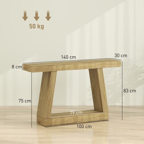 Console (140 cm de large), canapé avec rangement intégré, en chêne. (1/5)