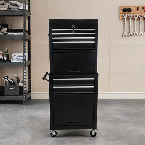 Servante d'atelier coloris noir en acier 60 x 33 x 110 cm (1/5)