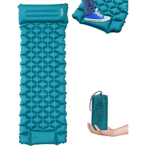TolleTour Camping Isomatte, Isomatte Camping Aufblasbar, 8.5cm Dicke Isomatten Camping Ultraleicht mit Kissen Isomatte Selbstaufblare Schlafmatte für Camping Wandern Strand, wasserdichte & Faltbare, 1