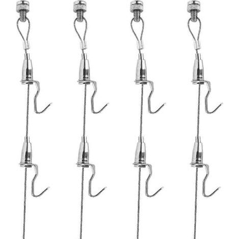 Crochets et fil pour cimaise, système d'accrochage réglable de 1,5 mètre pour galerie d'art, argent-AquaForge (1/4)