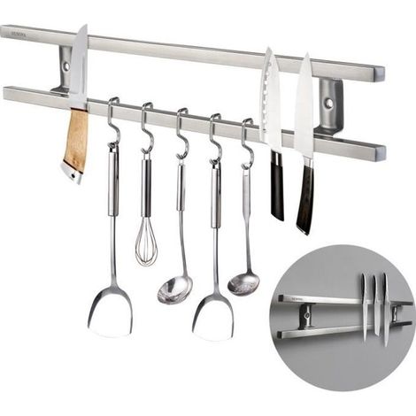 Porte-couteau magnétique murale Porte-couteaux à double barre de couteau pour couteaux Ustensiles et ensembles de cuisine (1/4)