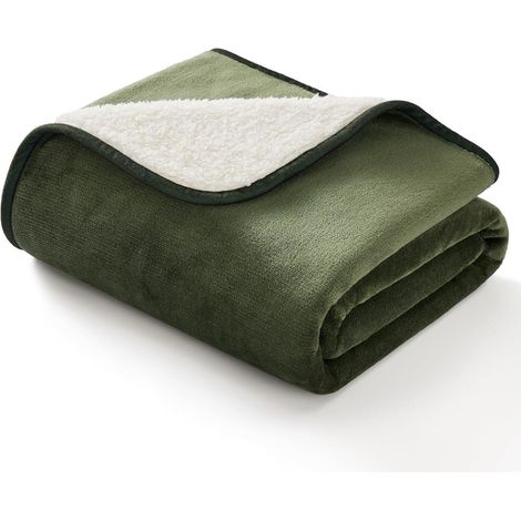 Hundedecke wasserdicht 80x60cm Sherpa Fleece Sofaschutz waschbar Olivgrün (1/5)
