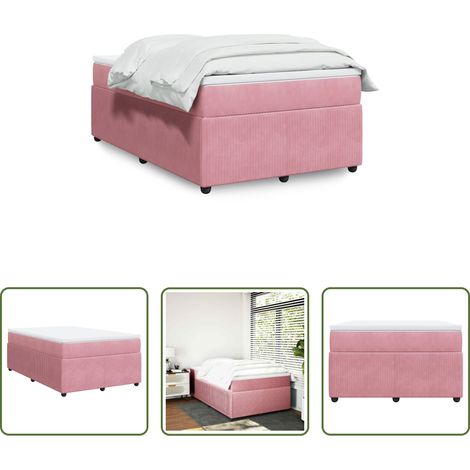 Matelas à ressorts ensachés - Sommier à lattes de lit avec matelas rose 120x190 cm velours (1/5)