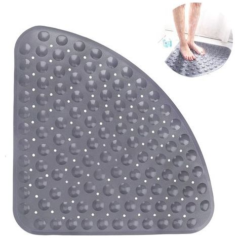 Tapis de douche antidérapant quart de cercle, tapis de douche d'angle, tapis antidérapant, semi-circulaire avec ventouse et trou d'évacuation, 54x54 cm, tapis de douche triangulaire, tapis de bain, la (1/5)