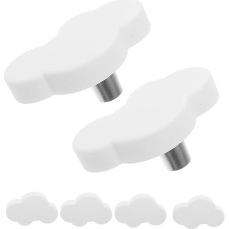 Boutons de Meuble Cartoon Nuage Blancs, Lot de 6 en Caoutchouc (1/5)