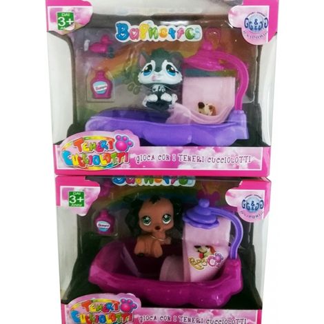 Trade Shop - Bagnetto Teneri Cucciolotti Doccia Vasca Shampoo Asciugamano Cane Gioco Bambini -
