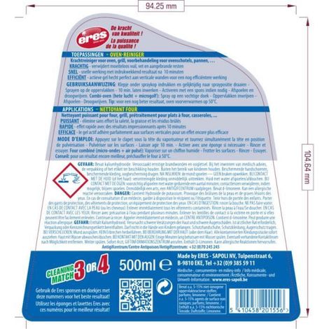 Nettoyant Four - Formule Gel - Pour Entretien Intérieur Four Grill Poêle - 500 ml (1/2)