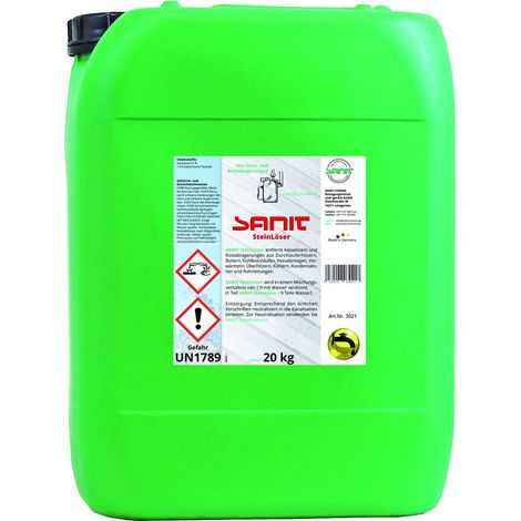 Sanit Stein-Löser Entkalkungs- und Reinigungsmittel auf Basis von Salzsäure zum Lösen von Kalk und Kesselstein, 20kg Kanister