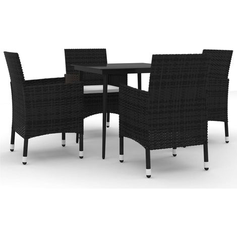 Ensemble à manger de jardin coussins 5 pcs Mobilier de jardin Résine tressée Verre (1/5)
