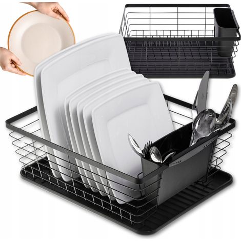 Escurridor de platos, cesta de pie, escurridor de cubiertos, XXL con bandeja