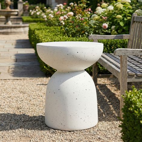 Table d’appoint extérieure MgO légère moderne,adaptée intérieur extérieur jardin balcon piscine Terrazzo White.