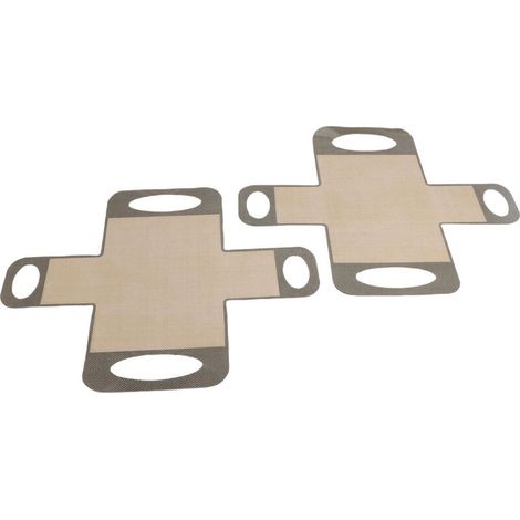 MEKOTRIN Lot de 2 Tapis Cuisson Silicone, Tapis de Transfert à Pâte avec 4 Poignées Réutilisable Antiadhésif et Résistant à la Chaleur, Convient aux Moules à Pain de 9 x 5 in ou 1,5 lb(Gris) (1/4)